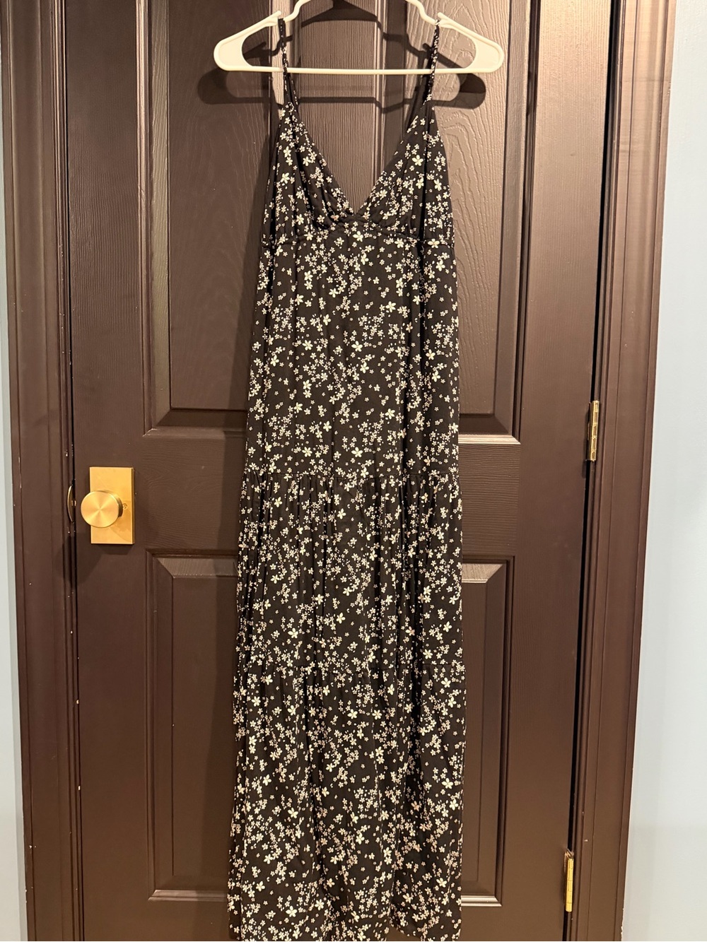 H&M Black Maxi Dress with White Floral Print